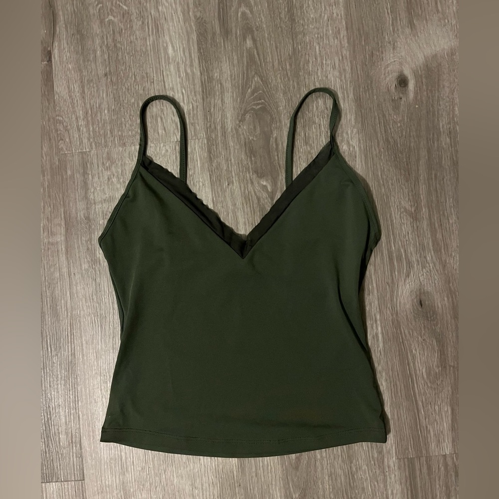 Olive green Zara V-neck crop top